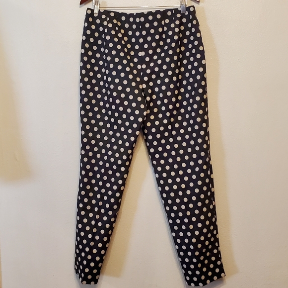 Talbots RSVP black ankle pants-textured ivory dots - Picture 4 of 7